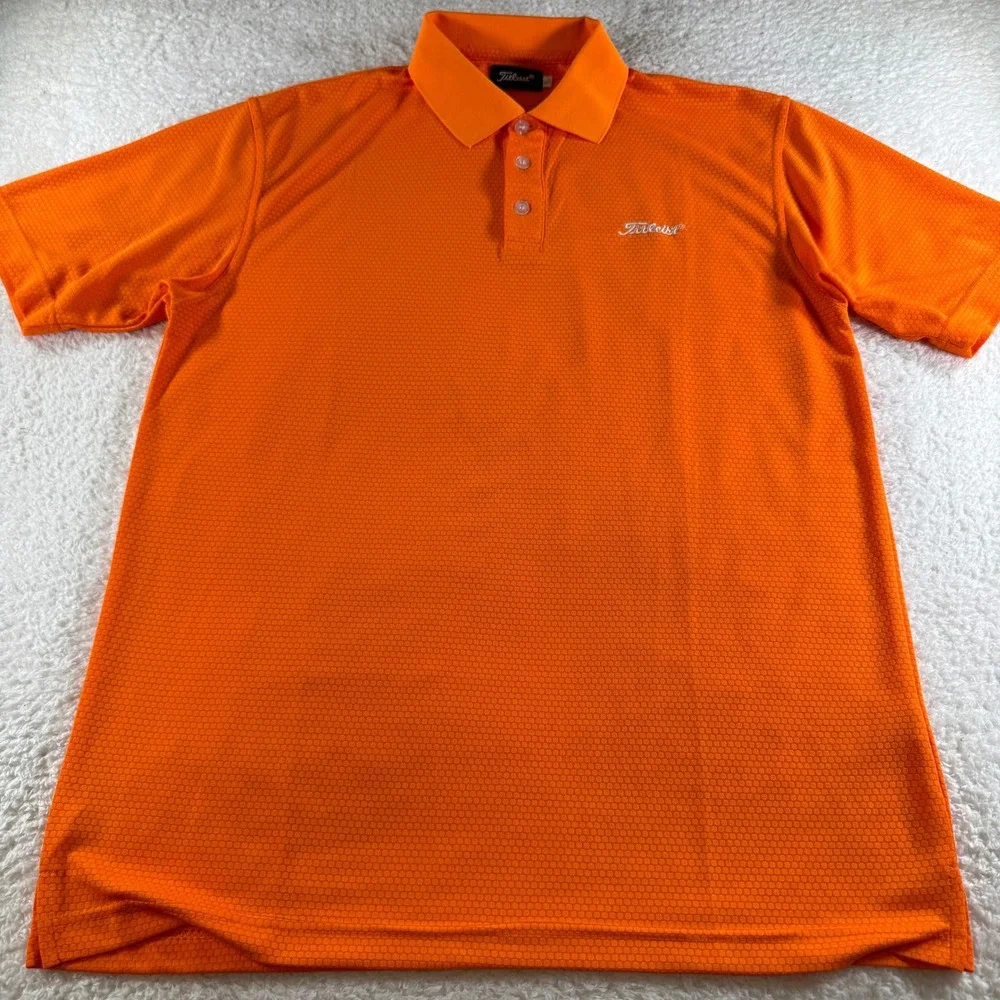 Vintage Titleist Golf Polo Shirt Athletic Orange Men's Size XL Stretch Clean